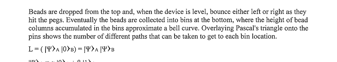 Pascal distribution curve mapped from probabilistic bead drops